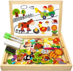 magnetisches holzpuzzle mit tafel